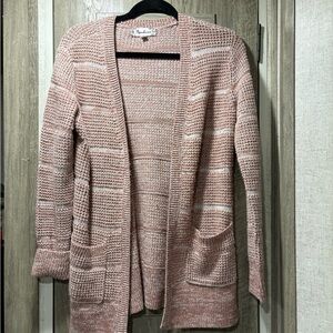 Elegant Pink Striped Women's Cardigan